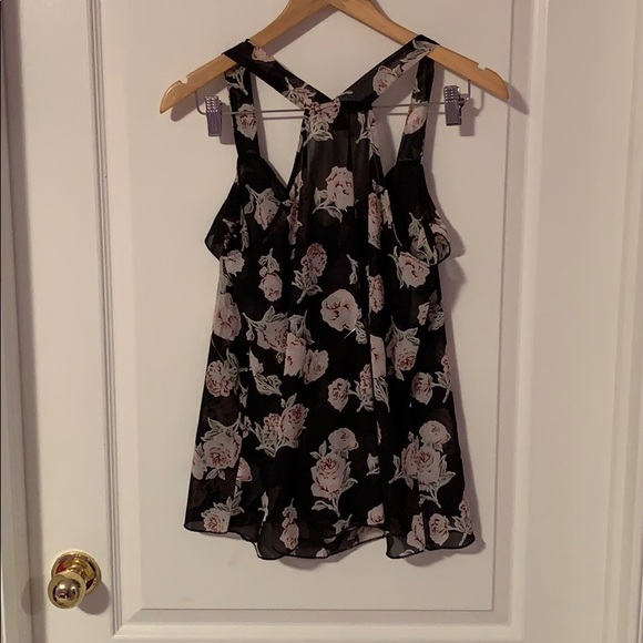 Black, rose tank top! - Picture 2 of 3